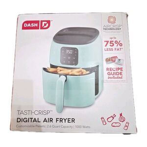 Dash Express Tasti-Crisp 2.6qt Digital Air Fryer Aqua Nonstick 1000 Watts New!